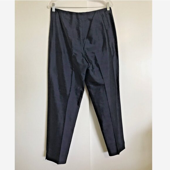 TRILLION Palm Beach Navy Blue Silk Ankle Pants 46 - Picture 5 of 7
